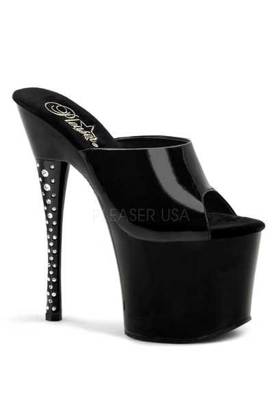 Black Patent Platform Rhinestone High Heels