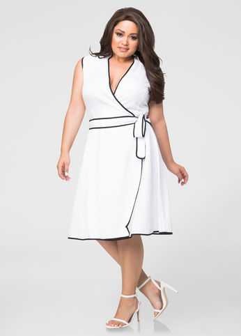 Piped LinenWrap Dress