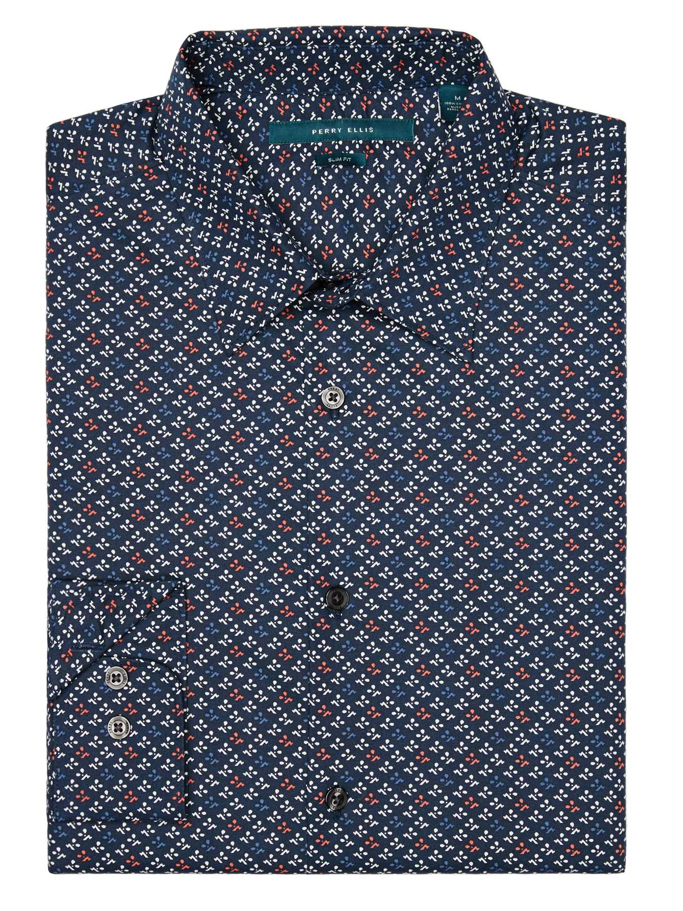 Perry Ellis Slim Fit Printed Petal Shirt