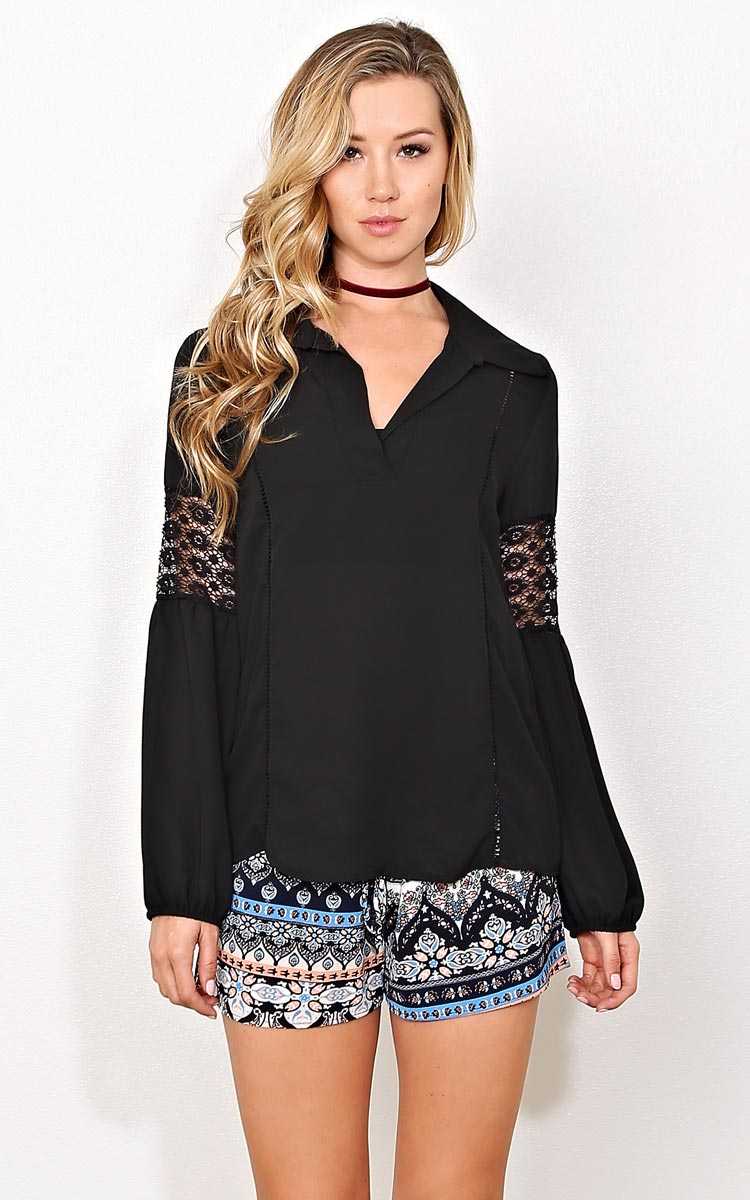 Black Hudson Woven Top - SML - Black in Size Small by Styles For Less