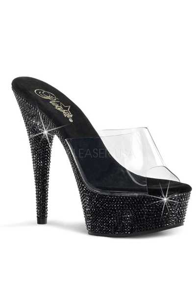 Clear Black Rhinestone Platform High Heels