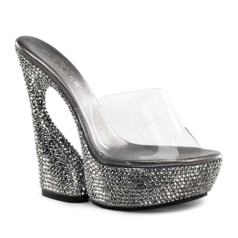 Clear Rhinestone Platform High Heels Lucite