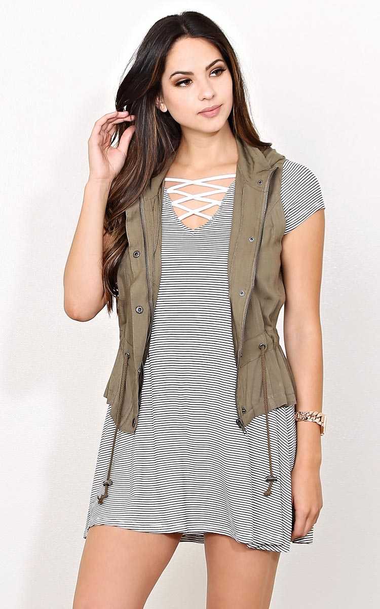 Jane Woven Vest - Olive/Drab in Size by Styles For Less