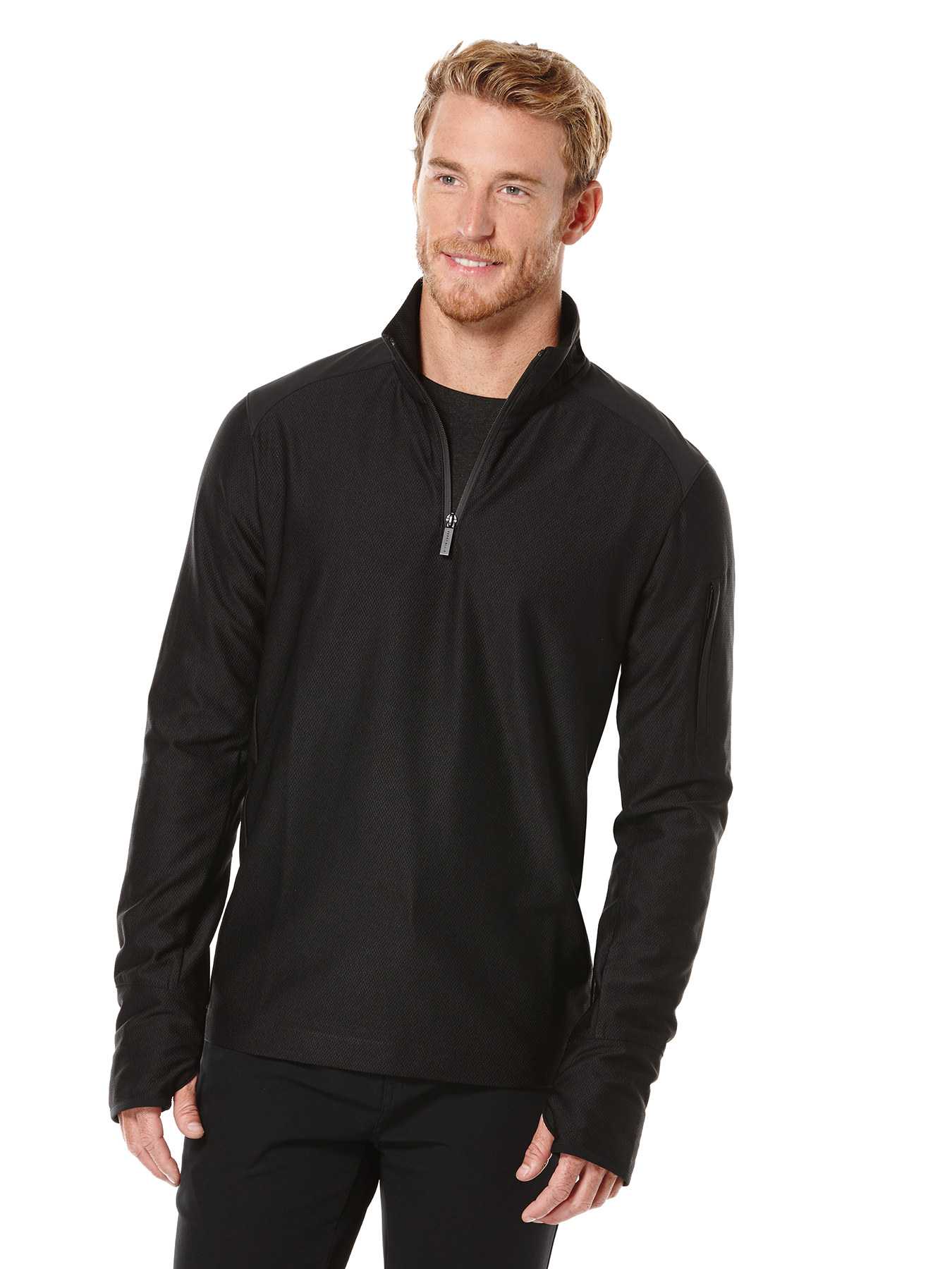 Perry Ellis Quarter Zip Mixed Media Active Jacket