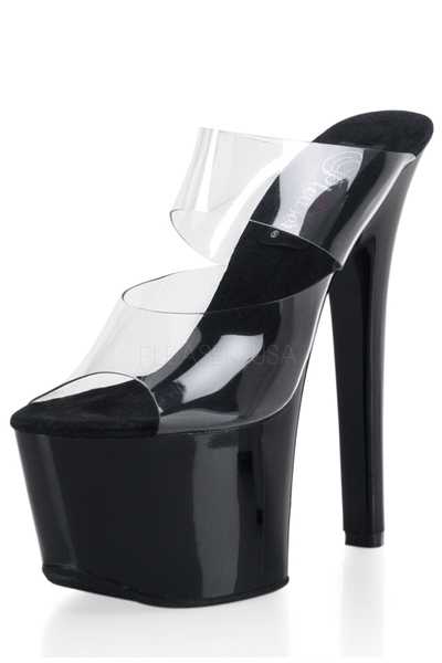 Clear Black Slip On Platform High Heels