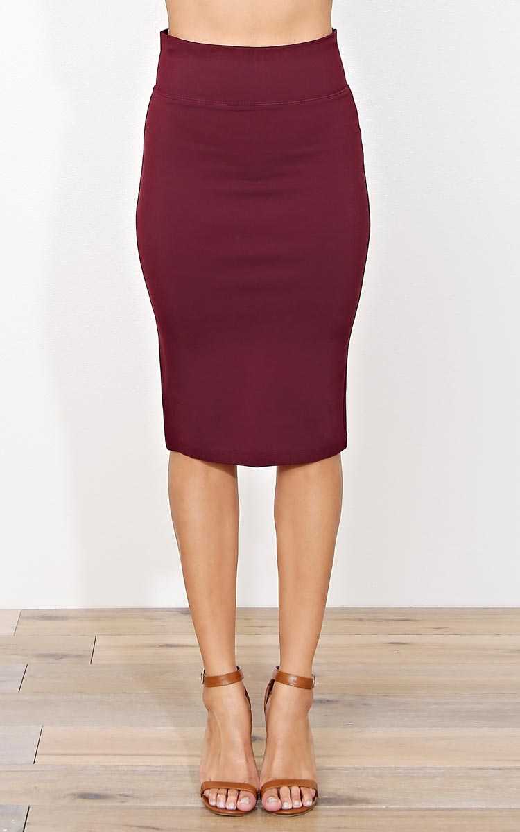 Work It Knit Pencil Skirt - SML - Wine/Cran in Size Small by Styles For Less