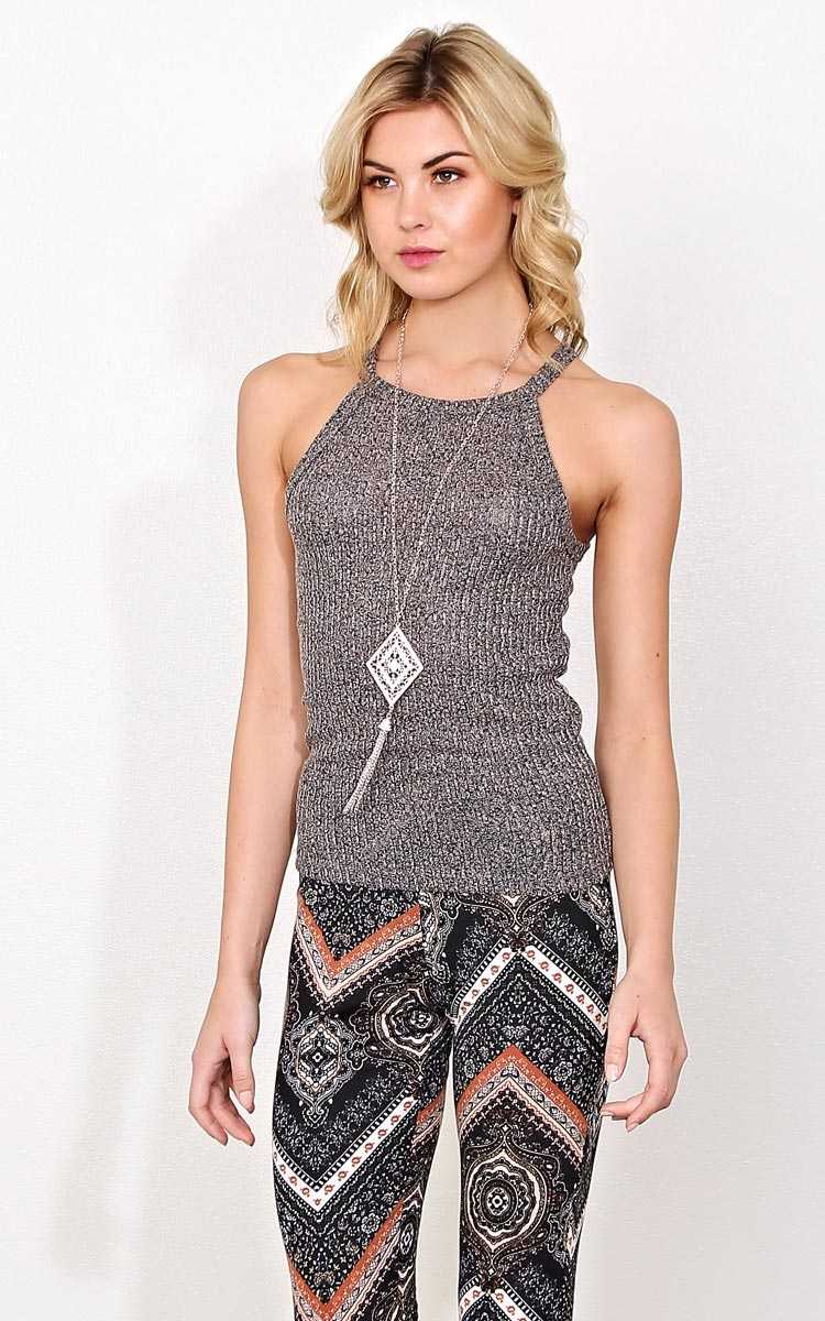 Raquel Rib Knit Tank - - Mocha Combo in Size by Styles For Less