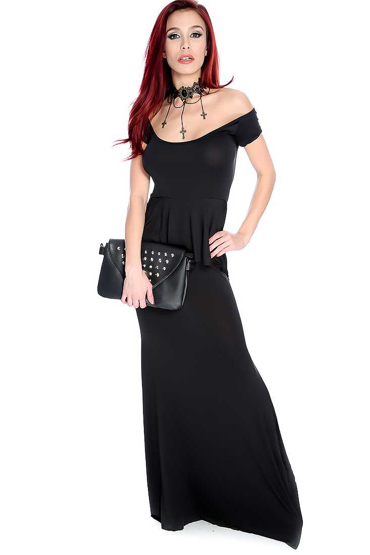 Sexy Black Off The Shoulder Maxi Cocktail Dress