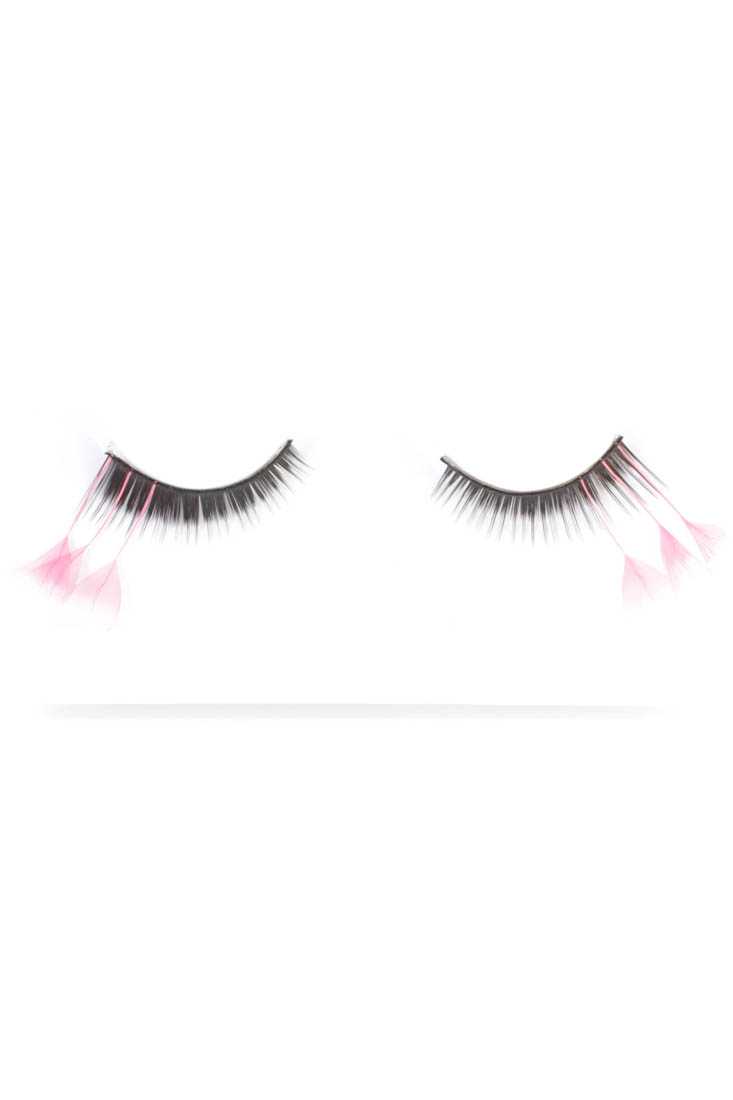 Pink Feather Accent Faux Eyelashes