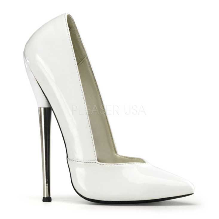 White Patent Faux Leather Single Sole Pump High Heels