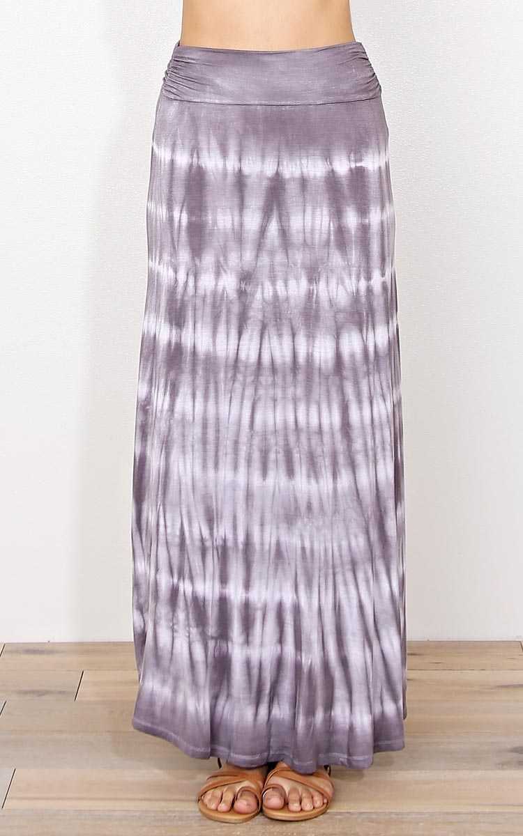 Good Vibes Tie Dye Knit Maxi Skirt - - Charcoal Combo in Size by Styles For Less