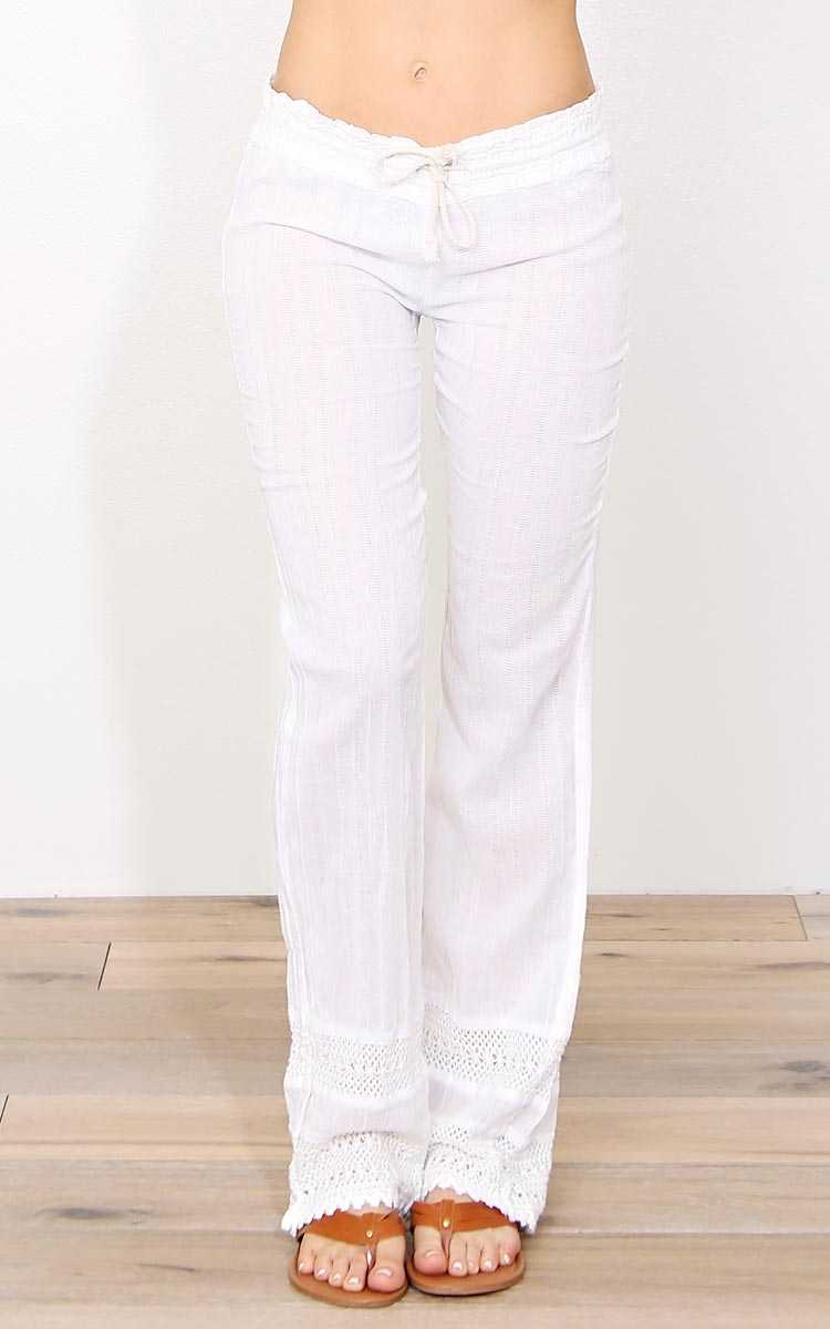 Block Party Linen Pants - - White in Size by Styles For Less