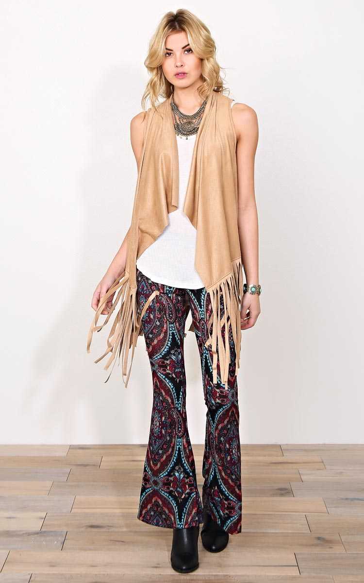 Festival Prep Faux Suede Vest - - Camel in Size by Styles For Less