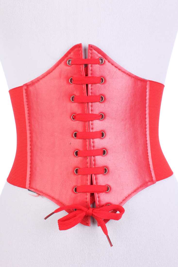 Red Spandex Tie Up Corset Design Sexy Summer Belt