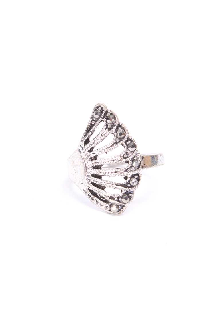 Silver High Polish Metal Perforated Wing Ring
