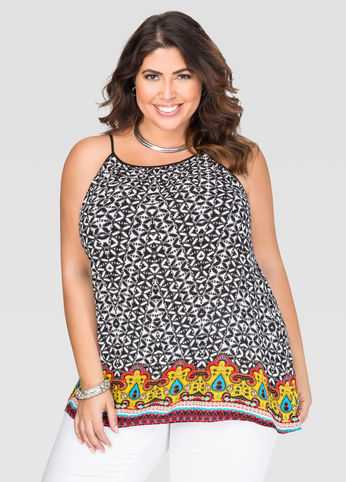 Paisley Border Halter Tank