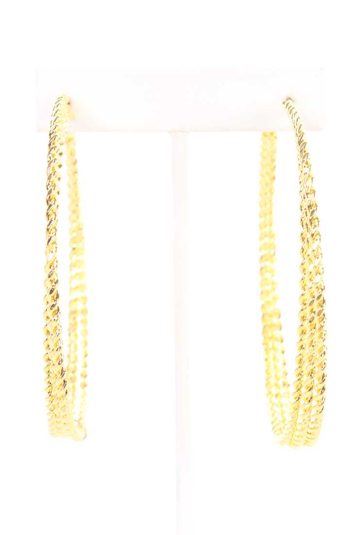 Gold Twisted High Polish Metal Big Hoop Earrings