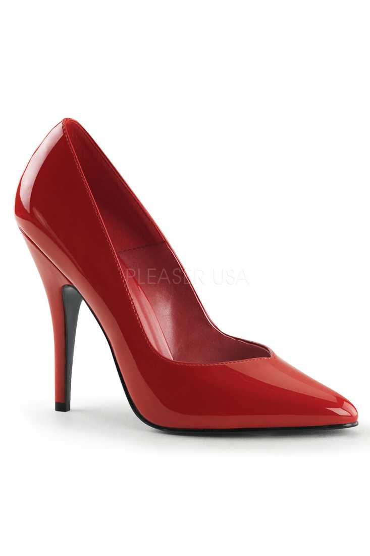 Red Single Sole Pump High Heels Patent