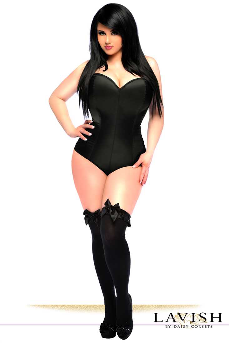 Lavish Black Satin Corset Romper