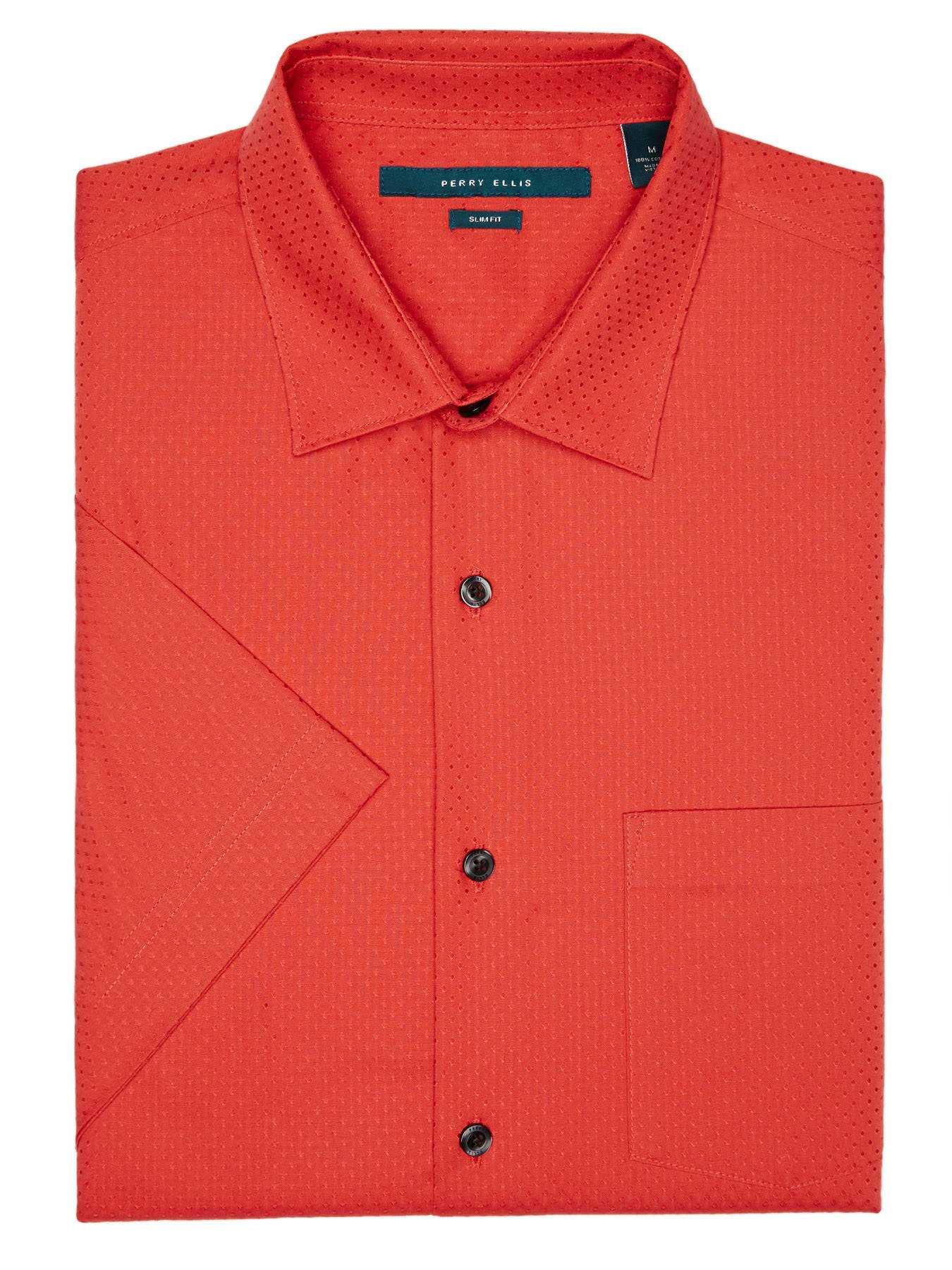 Perry Ellis Slim Short Sleeve Dot Print Shirt