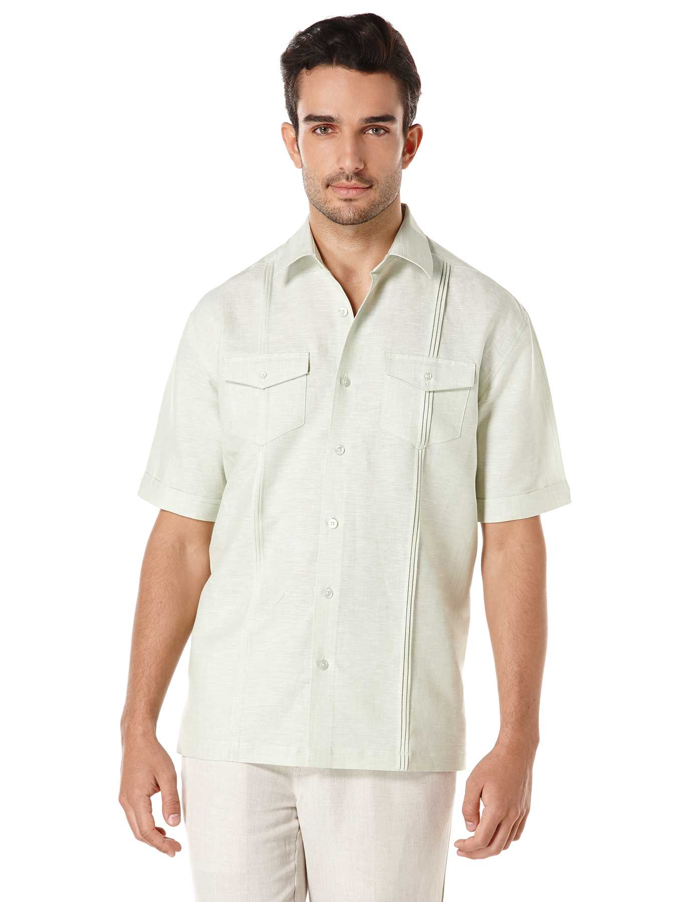 Cubavera Linen Yard Dye Short Sleeve Front Tuck Short