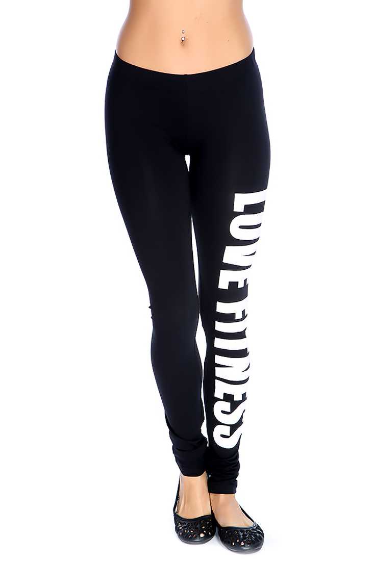 Black Graphic Print Cute Leggings