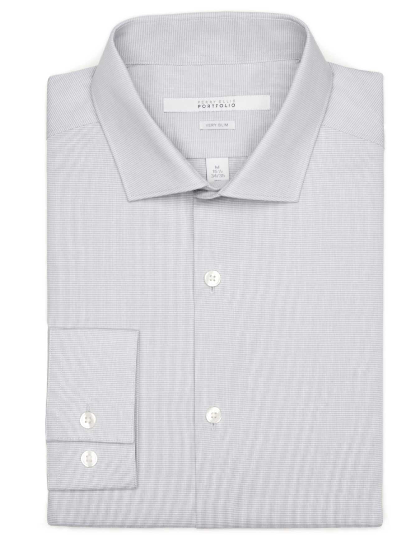 Perry Ellis Very Slim Mini Houndstooth Dress Shirt