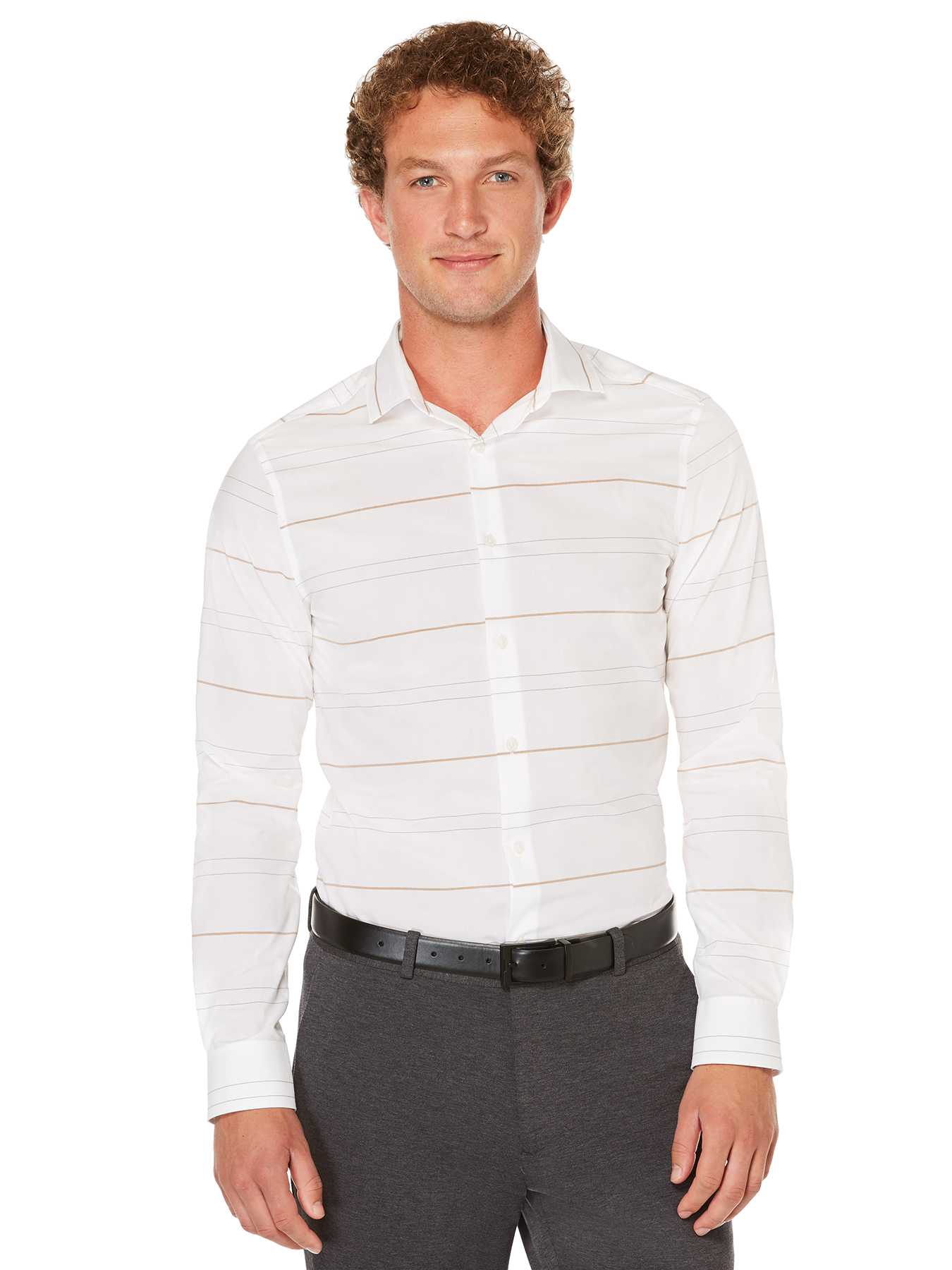 Perry Ellis Slim Fit Horizontal Large Stripe Shirt