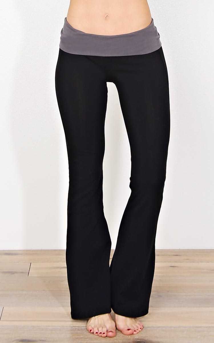 Sun Salutation Knit Yoga Pants - LGE - Charcoal Combo in Size Large by Styles For Less
