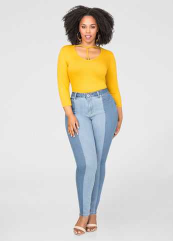 Stripe Wash Skinny Jean