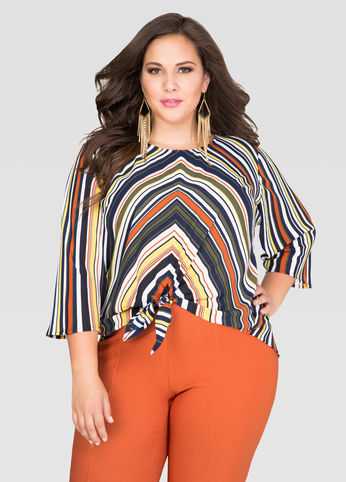 Chevron Tie Front Blouse