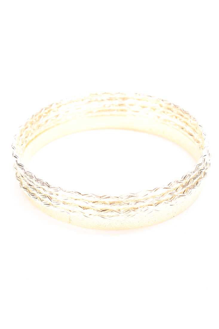 Gold Detailed Carved Design High Polish Bracelet Set