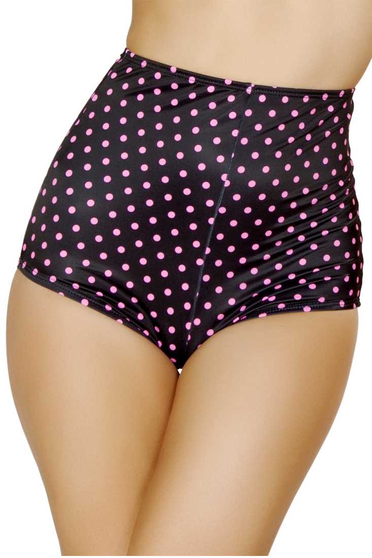 Black Pink Pinup Style High-Waisted Shorts