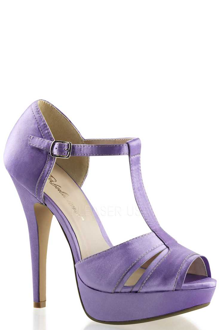 Lavender Peep Toe Strappy High Heels Satin