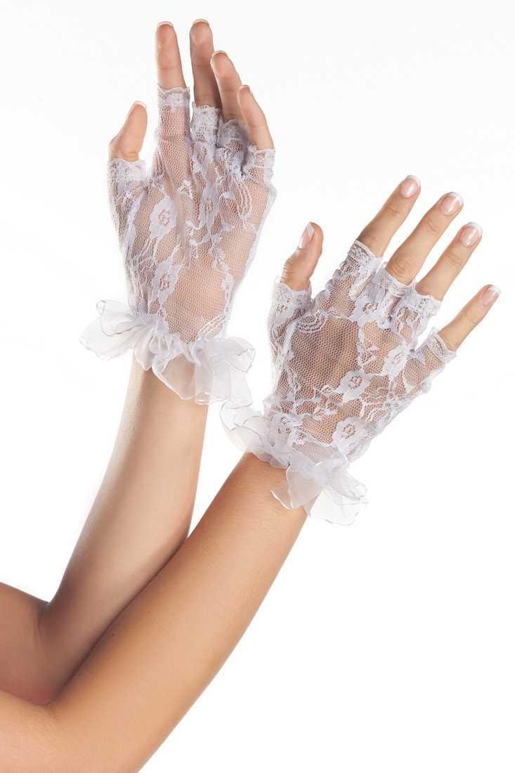 White Fingerless Lace Gloves