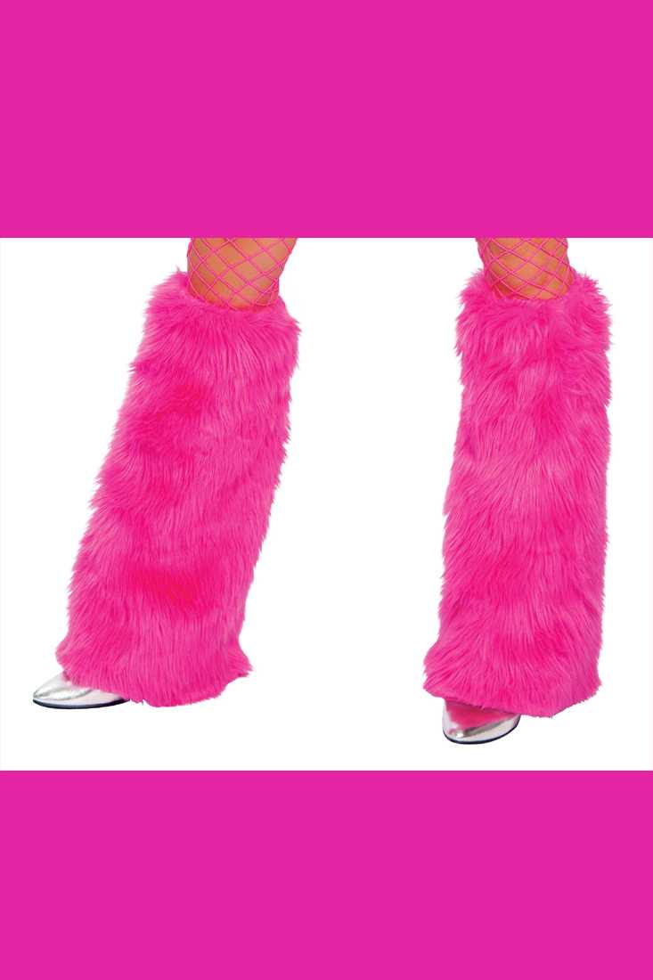 Hot Pink Faux Fur Leg Warmers Costume Accessory