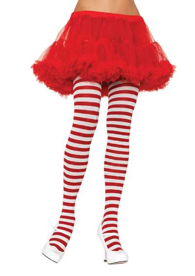 White Red Striped Tights Hosiery