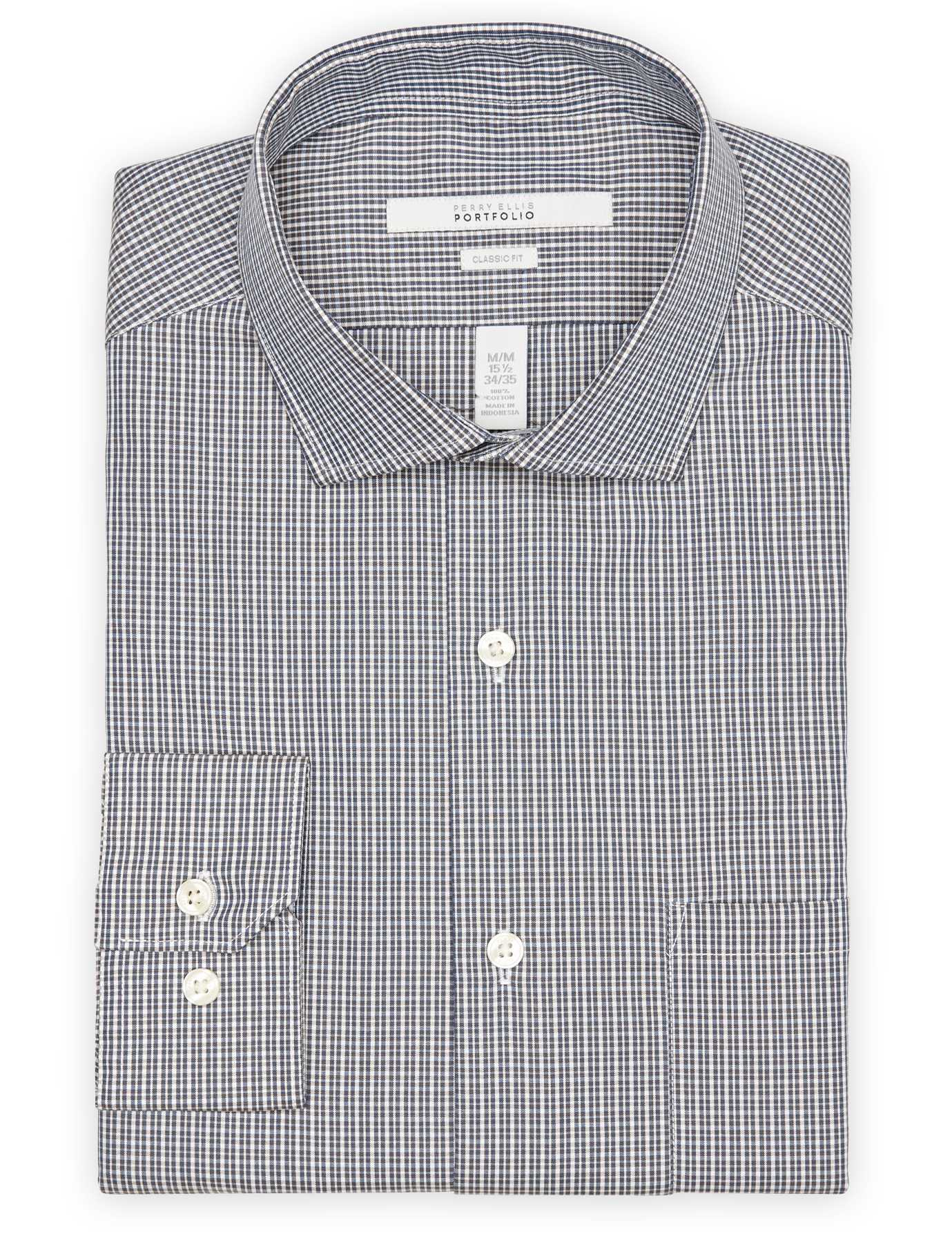 Perry Ellis Classic Fit Gingham Box Dress Shirt