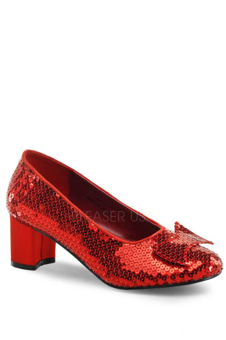 Red Bow Tie Pump High Heels Sequins