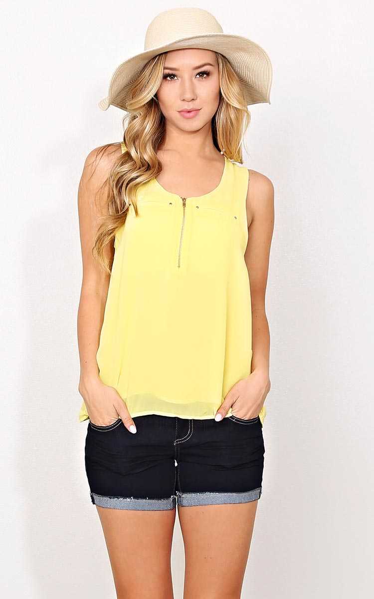 Spring Chance Zipper Woven Top - - in Size by Styles For Less