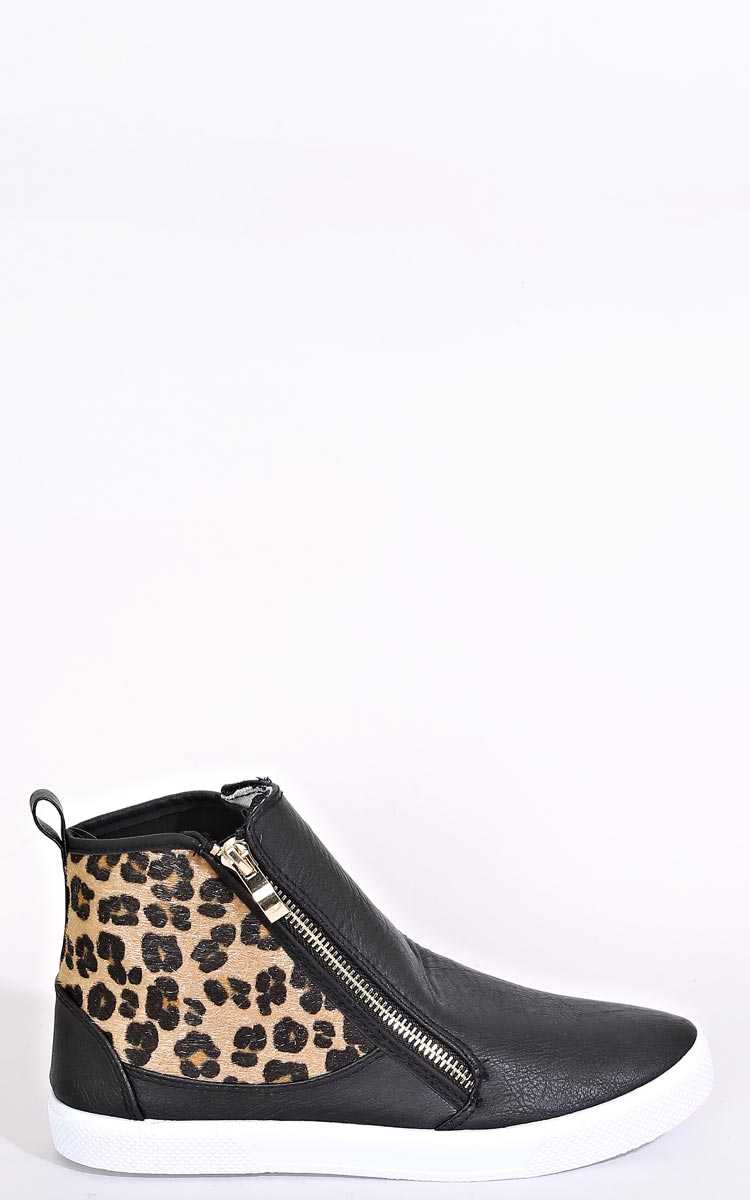 On The Prowl Mid Top Slip Ons - Black in Size 5 by Styles For Less