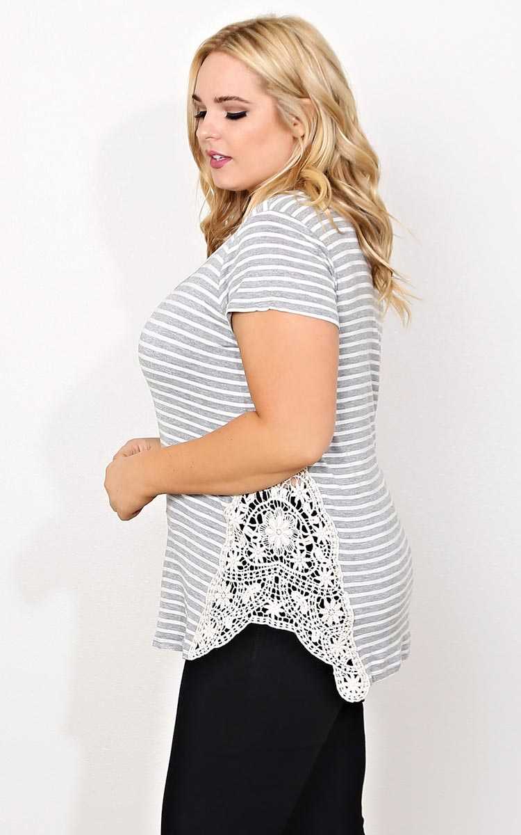 Plus Size Stephanie Striped Knit Top - Grey Combo in Size by Styles For Less
