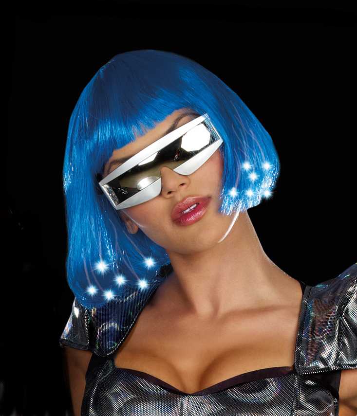 Blue Light Up Wig Costume Accessory