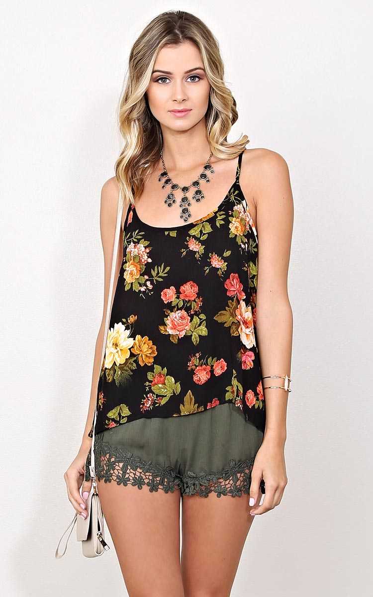 Spring Swoon Woven Gauze Tank - LGE - Black Combo in Size Large by Styles For Less