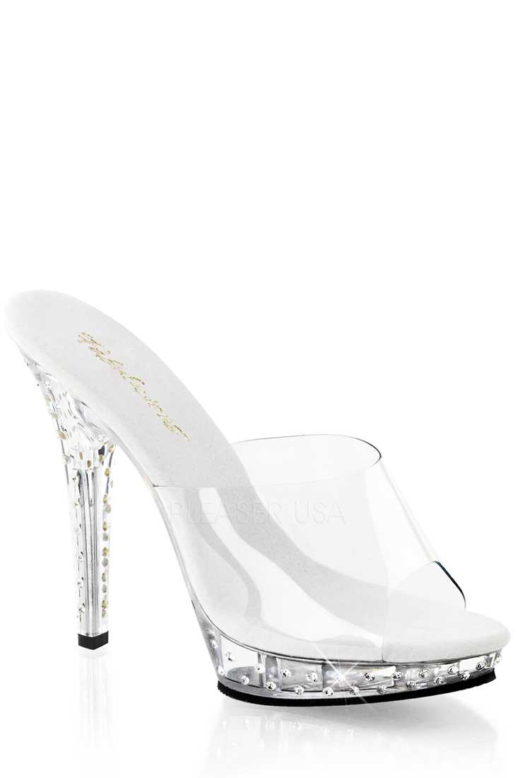 Clear Clear Rhinestone Peep Toe High Heels PVC
