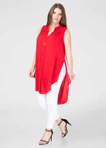 Button Front Hi-Lo Tunic