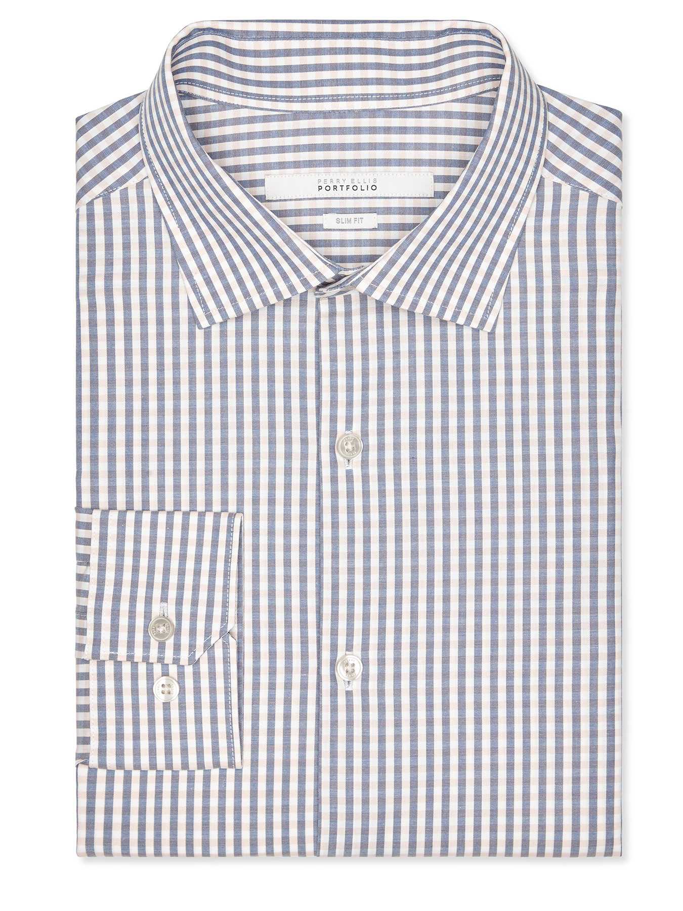 Perry Ellis Slim Fit Micro Check Dress Shirt
