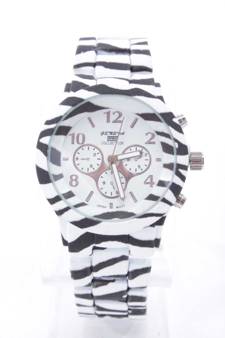 Black White Animal Print Matte Finish Watch