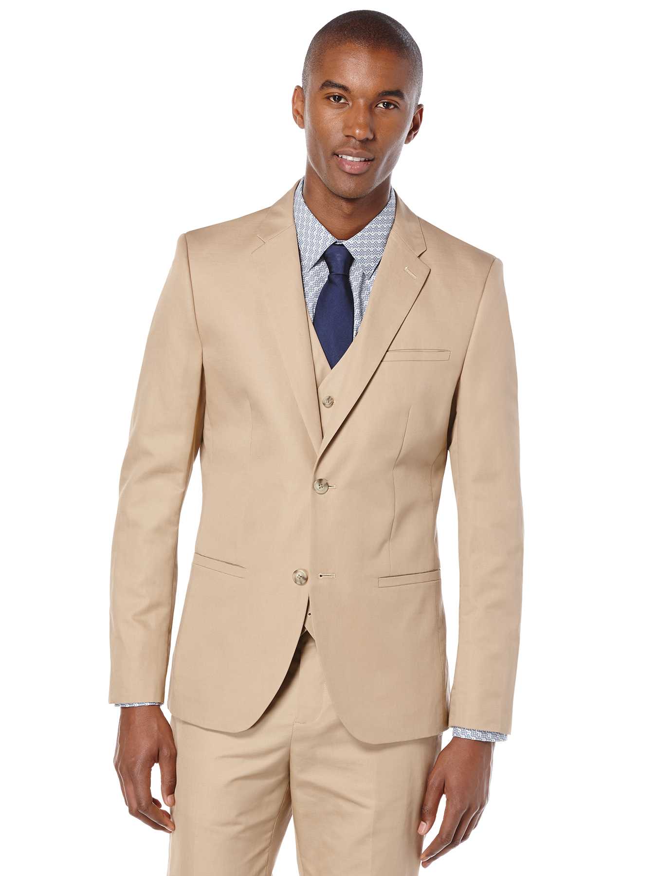 Perry Ellis Slim Fit Solid Slub Linen Suit Jacket