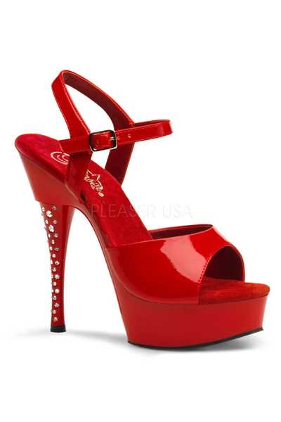 Red Patent Peep Toe Rhinestone High Heels